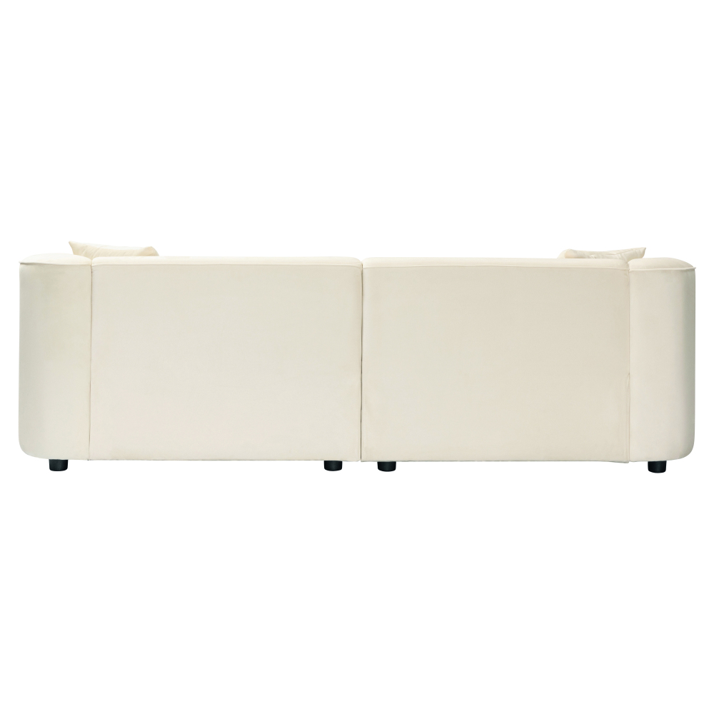 87" Curved Contemporary Sofa in Off-White Velvet: Plush 3-Seater Sectional for Modern Living Room Decor