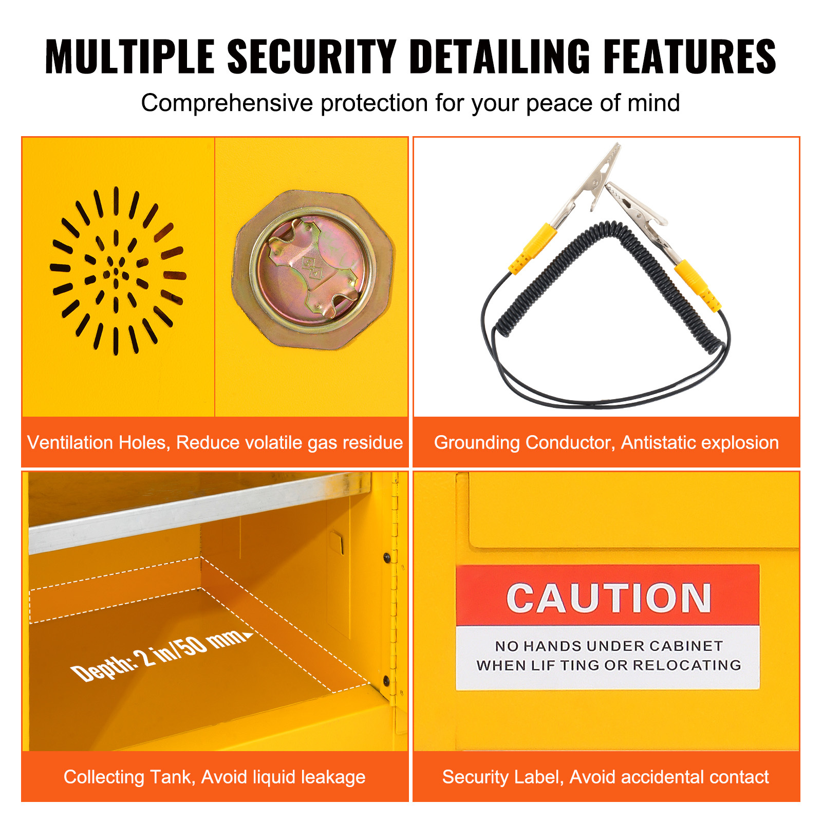 16 Gallon Flammable Storage Cabinet - Yellow Galvanized Steel Safety Locker with Adjustable Shelf & 3-Point Locking System for Industrial, Garage & Home Use