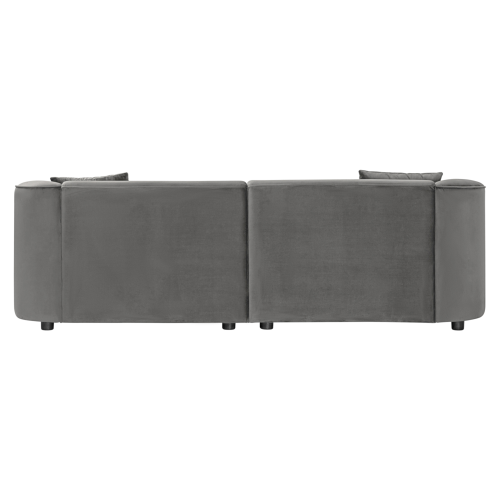 87" Curved Contemporary Sofa in Sleek Grey: Plush Velvet Seating, Streamlined Design, and Durable Frame – Ideal for Stylish Living Spaces
