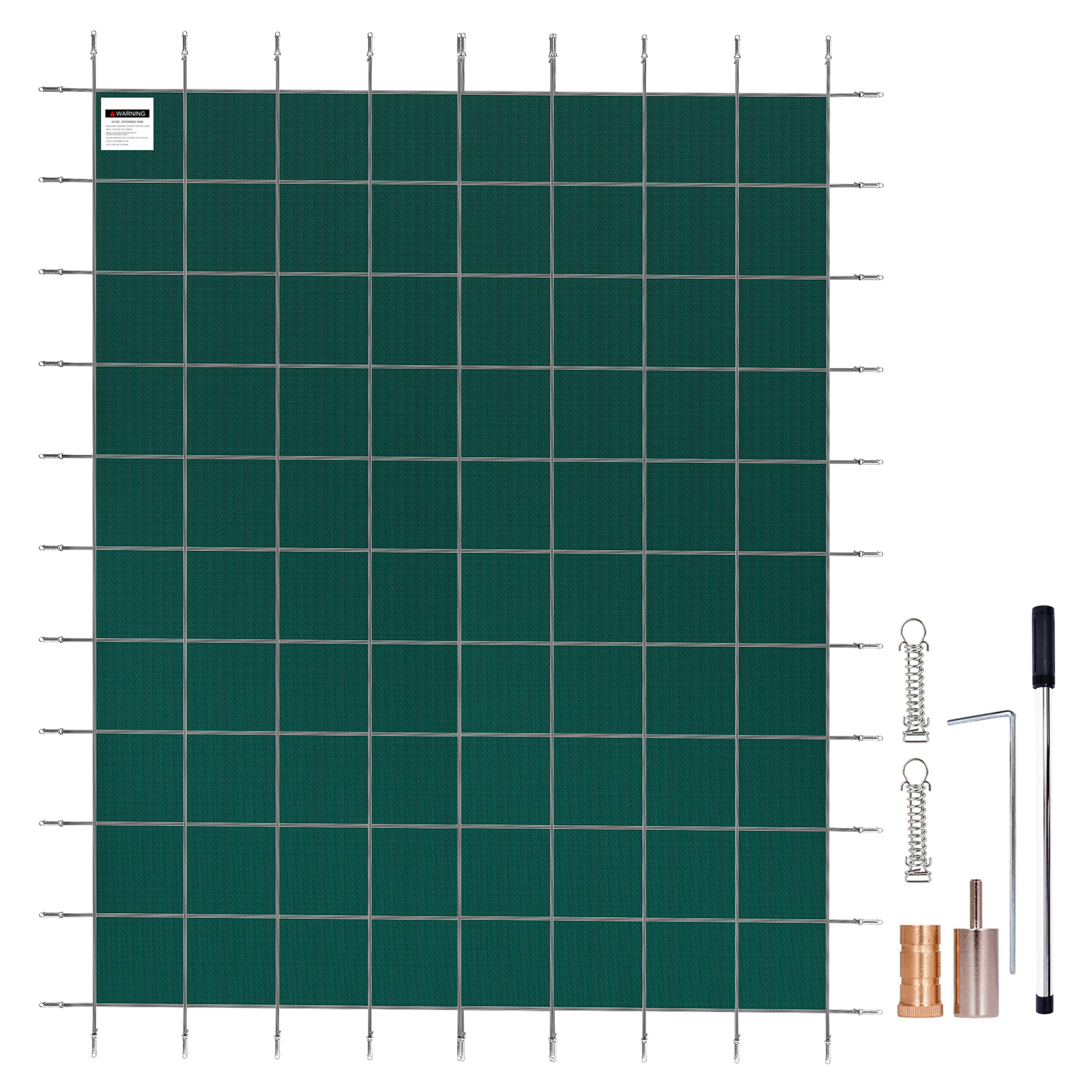 Premium Green Mesh Pool Safety Cover for 20x40ft Rectangle Inground Swimming Pools with Heavy-Duty Brass Anchors & Winter Debris Protection Kit