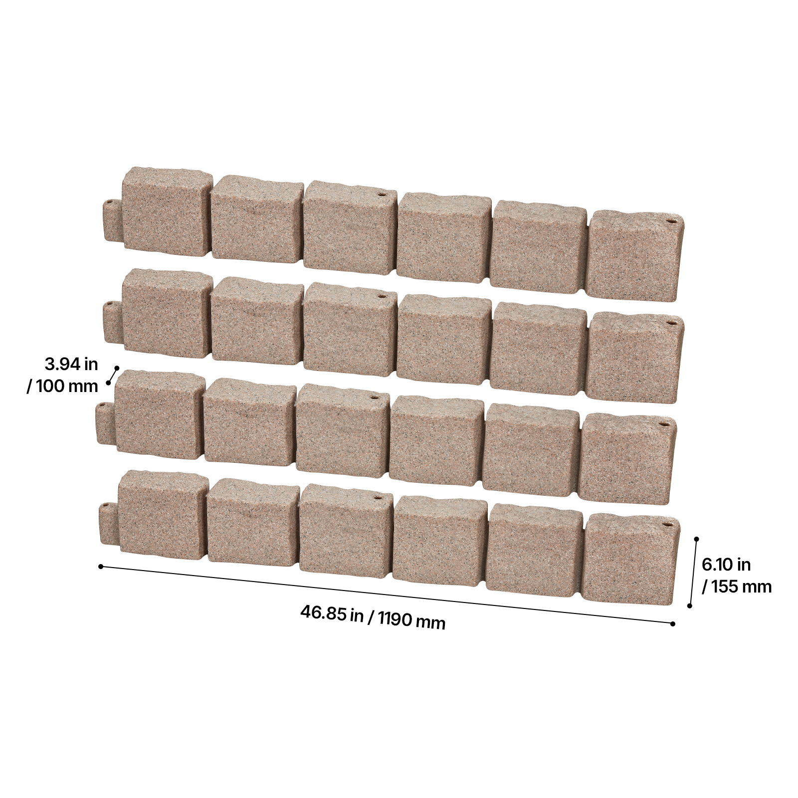 46.8" Brown Faux Stone Landscape Edging Kit - Realistic No-Dig Lawn Border with Anchors