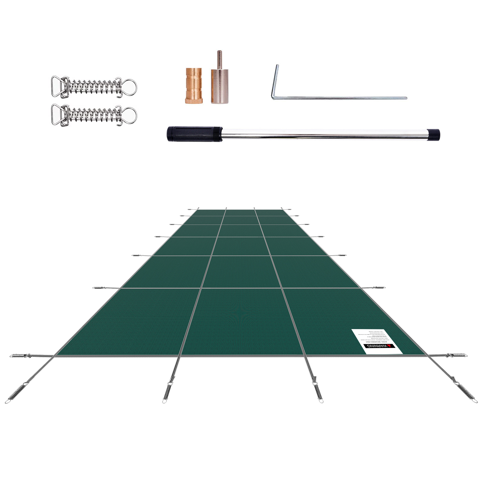 Premium Green Mesh Pool Safety Cover for 20x40ft Rectangle Inground Swimming Pools with Heavy-Duty Brass Anchors & Winter Debris Protection Kit