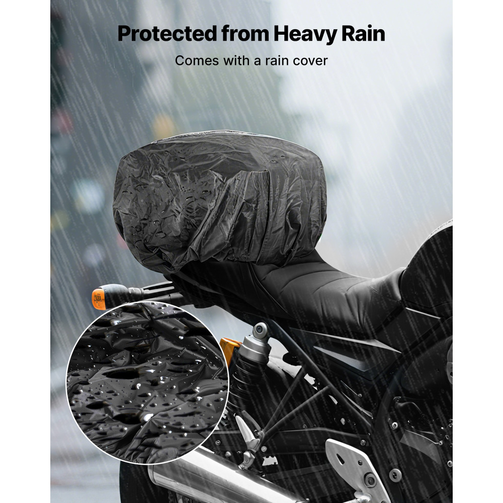 40-60L Expandable Motorcycle Tail Bag - Waterproof Rear Seat Luggage with Rain Cover & Shoulder Straps for Touring, Cruiser & Dirt Bikes