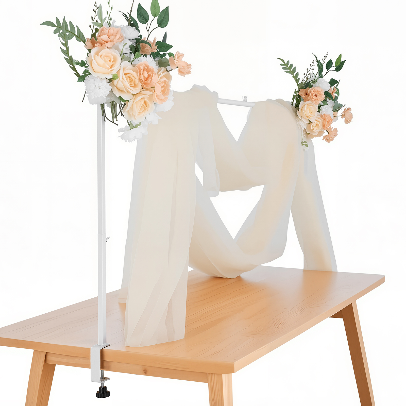 Adjustable Over The Table Rod Stand with Clamps - Heavy Duty Square Metal Frame for Balloon Arch & Party Decorations (28-98 in Length)