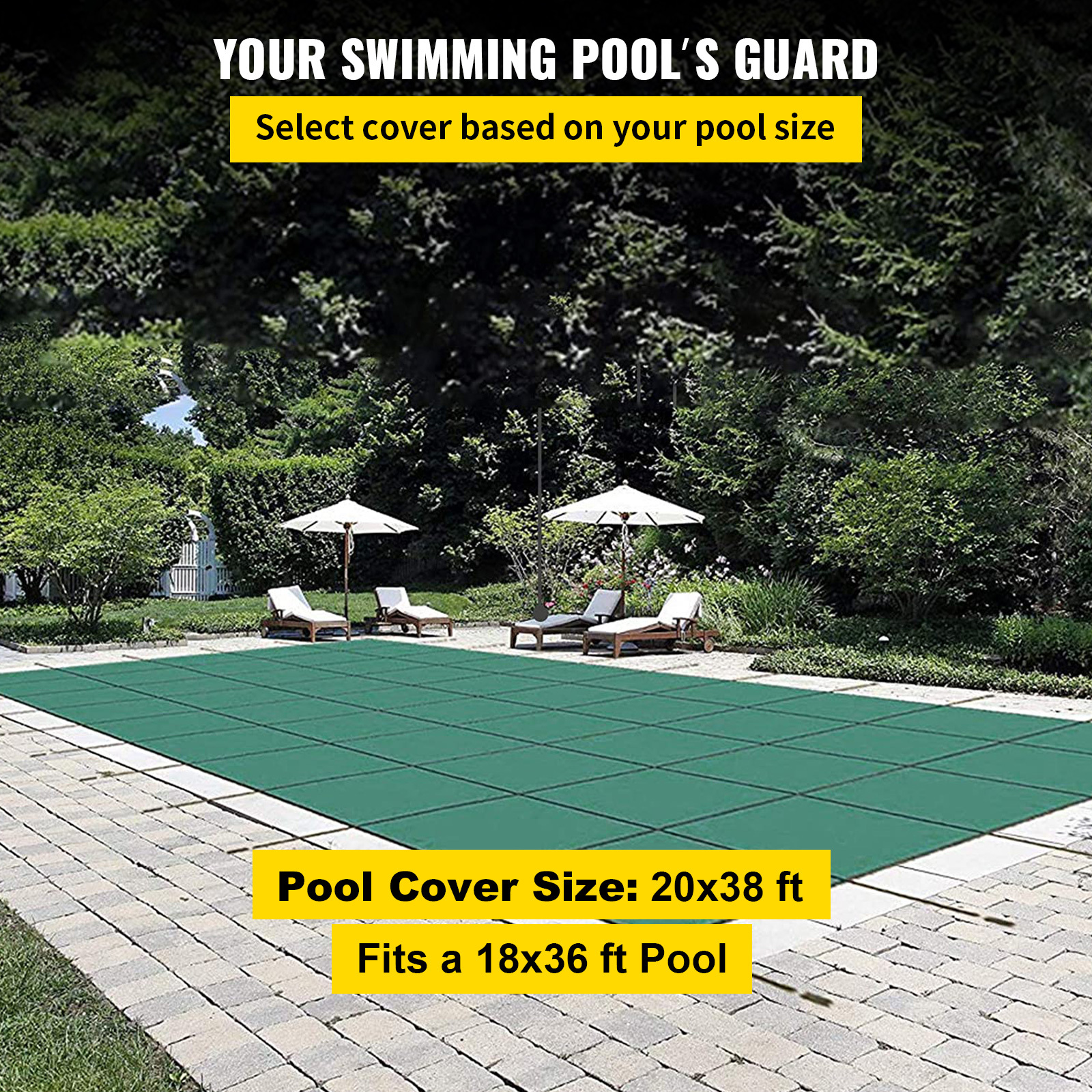 Premium Green Mesh Pool Safety Cover for 20x38 Ft Rectangle Inground Swimming Pools with Heavy-Duty Anchors & Installation Tools