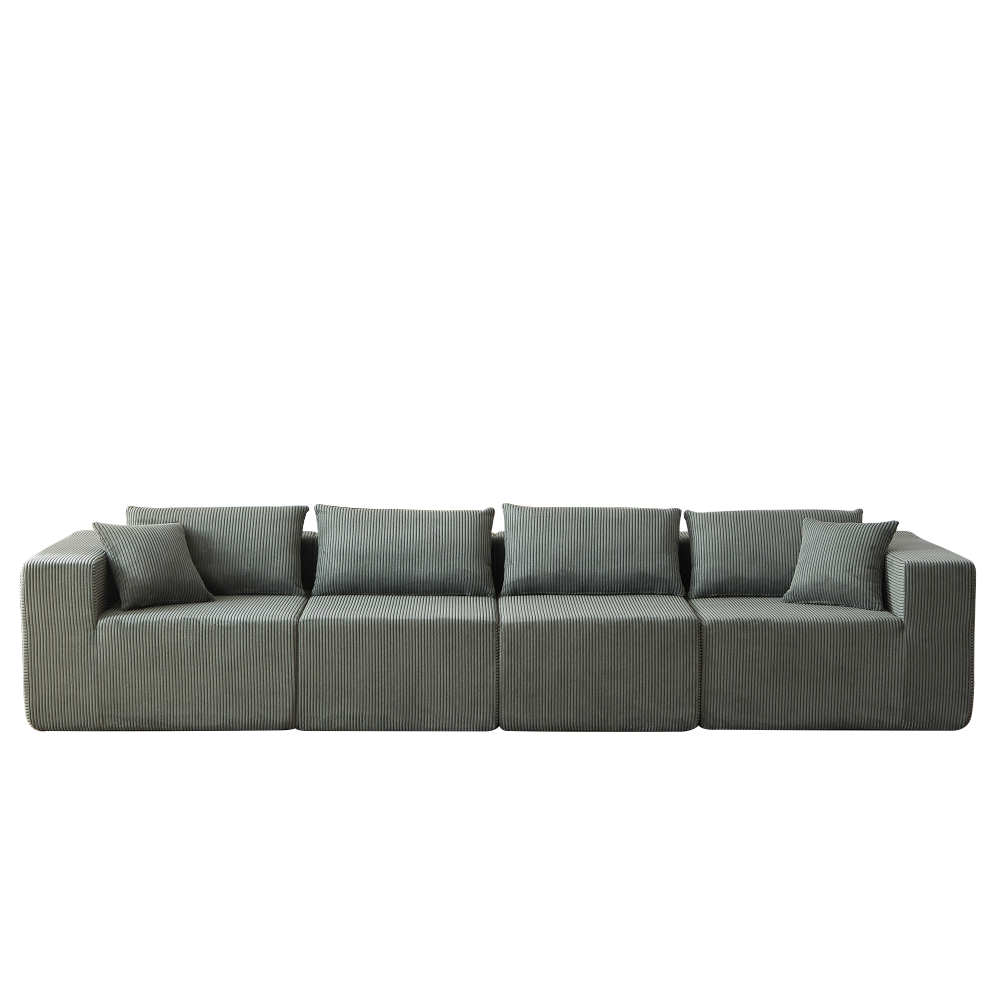 104" Corduroy Modular L-Shaped Sectional Sofa, Luxury Floor Couch Set, No Assembly Required Foam-Filled Living Room Furniture