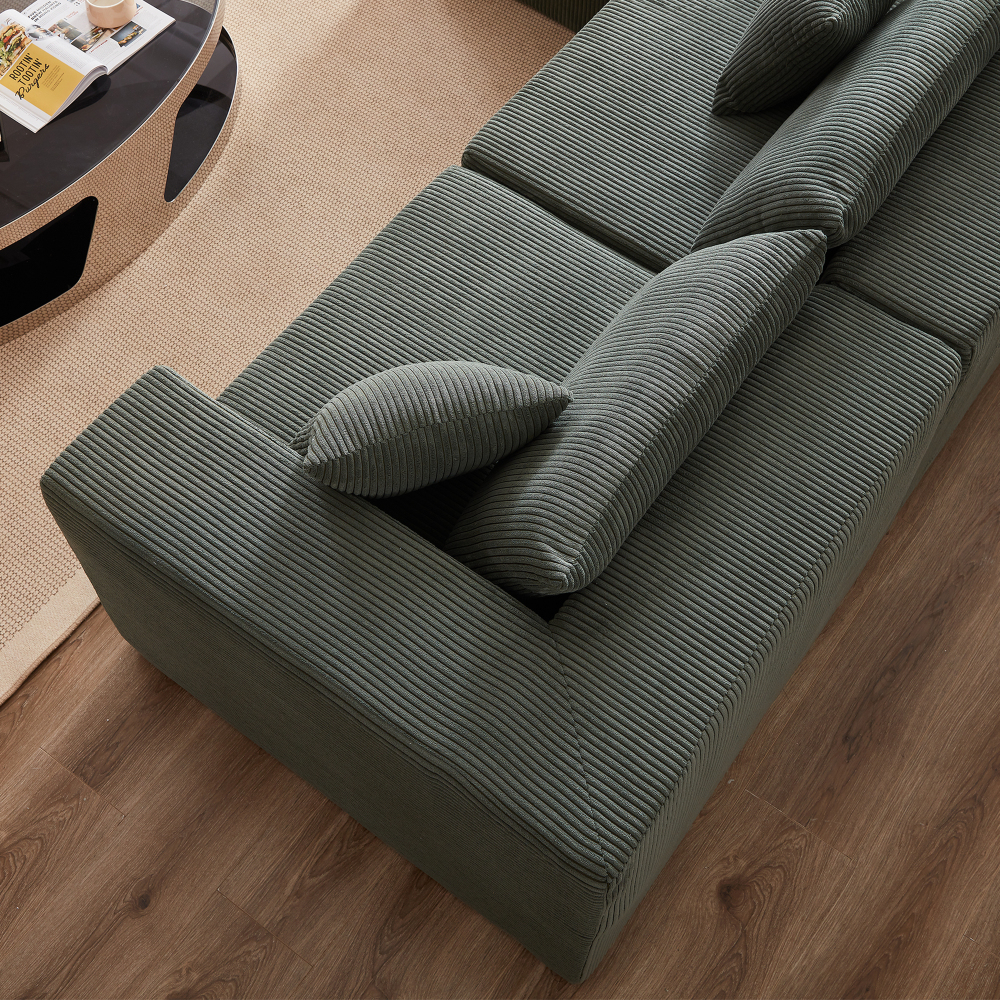 104" Corduroy Modular L-Shaped Sectional Sofa, Luxury Floor Couch Set, No Assembly Required Foam-Filled Living Room Furniture