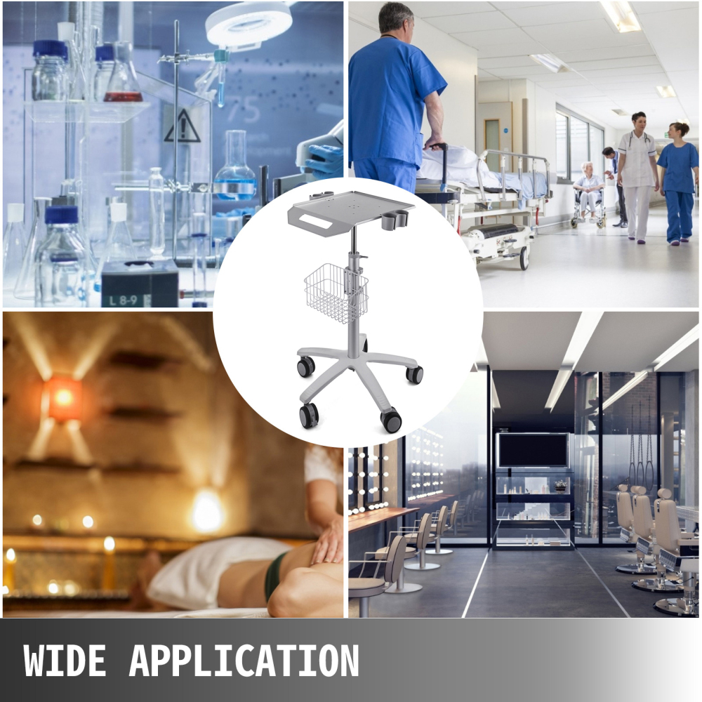 Height Adjustable Medical Cart with Wheels - Rolling Salon Station & Mobile Lab Trolley for Clinic, Beauty, and Spa