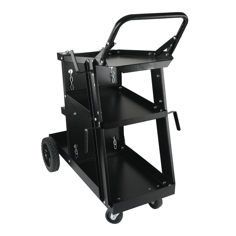 VEVOR Heavy Duty 3-Tier Welding Cart with Gas Cylinder Holder & Safety Chains - 400 Lbs Capacity Rolling MIG/TIG/Arc Welder Stand for Workshop Garage