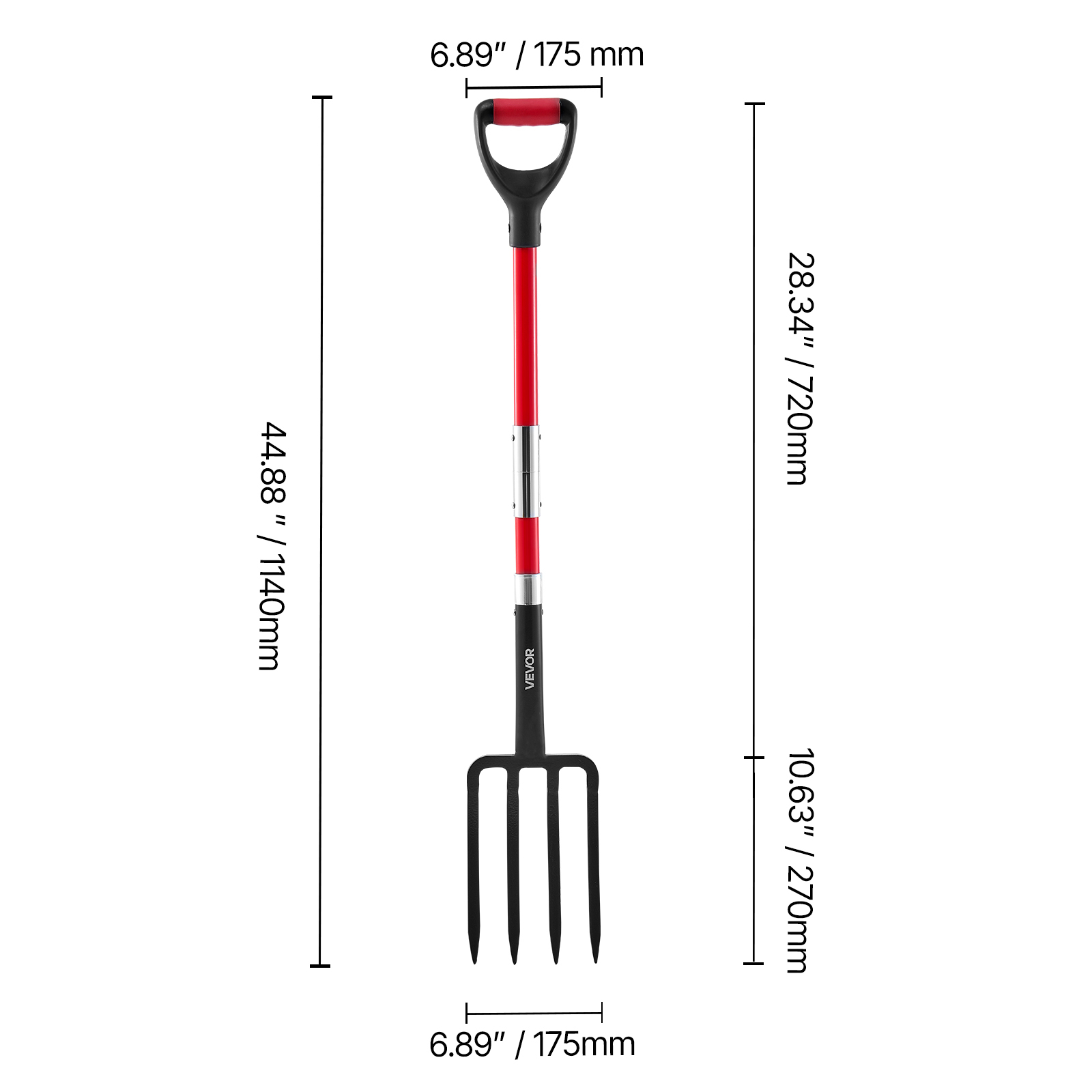 Heavy Duty Garden Fork with Fiberglass Handle - 4 Tine Digging Pitchfork for Compost, Soil Aeration & Yard Work