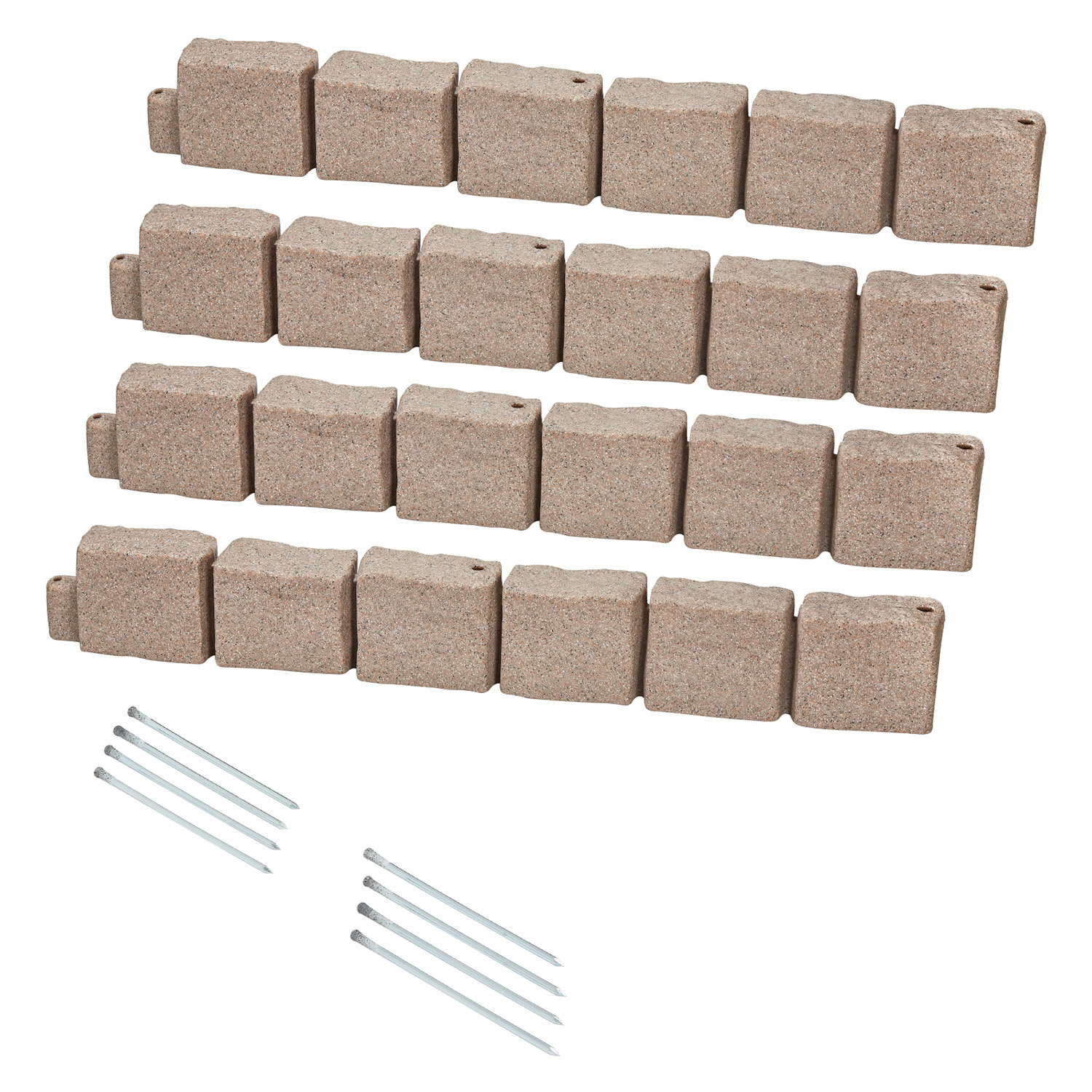 46.8" Brown Faux Stone Landscape Edging Kit - Realistic No-Dig Lawn Border with Anchors