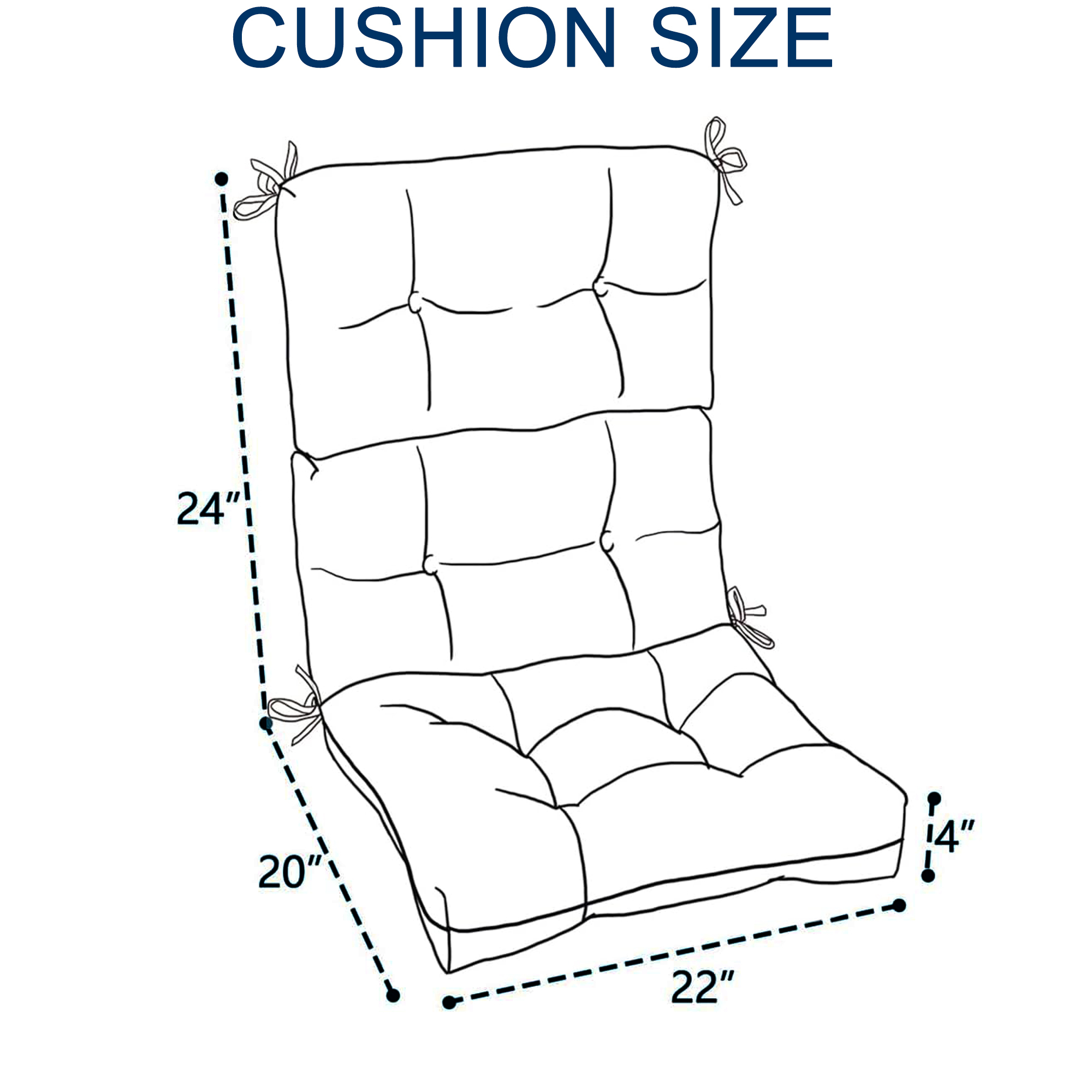 2-Pack High Back Patio Chair Cushions Set - Waterproof Outdoor Rocking & Adirondack Seat Pads with Ties