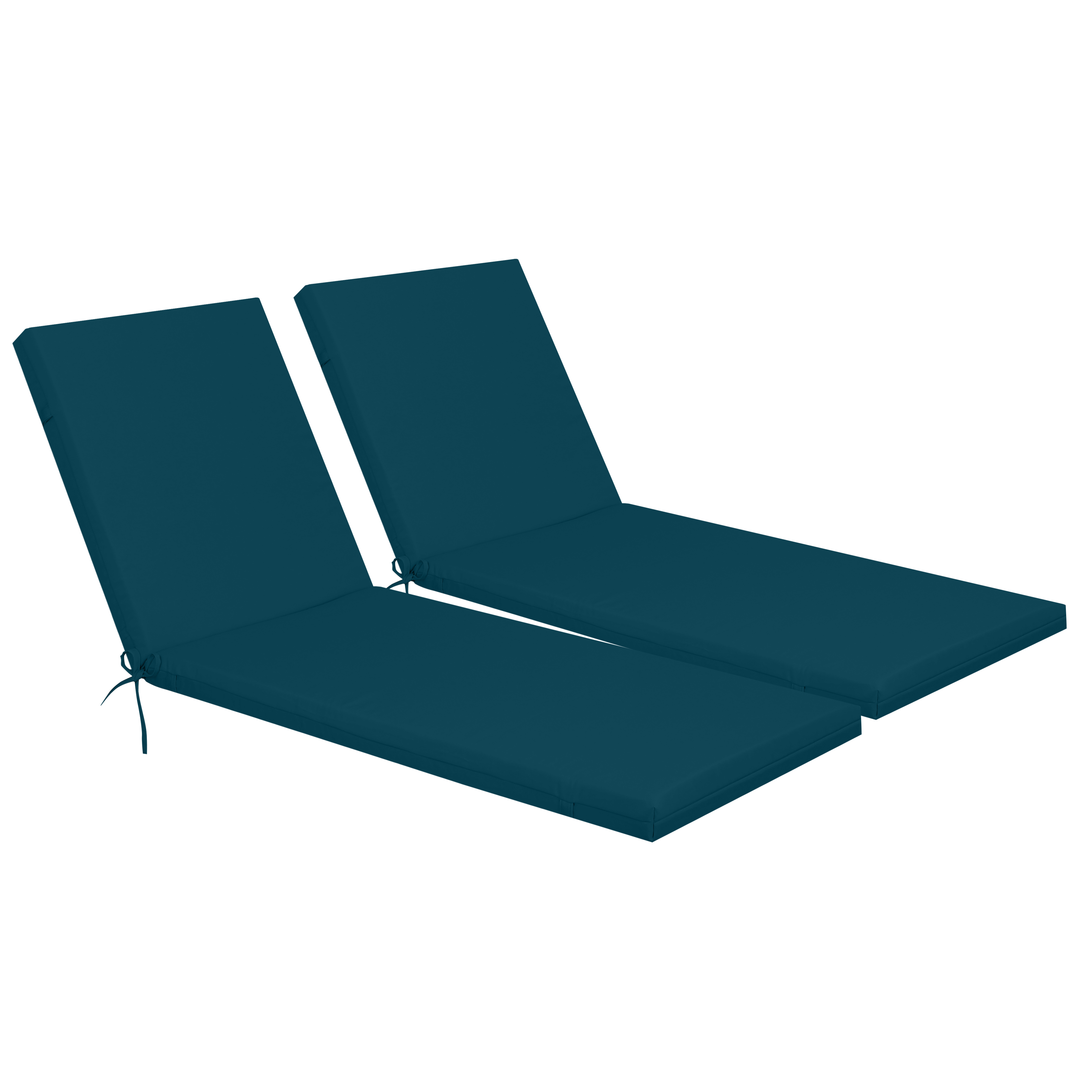 Lake Blue 2-Piece Outdoor Chaise Lounge Cushion Set - UV Resistant Replacement Patio Furniture Seat Pads with Adjustable Straps