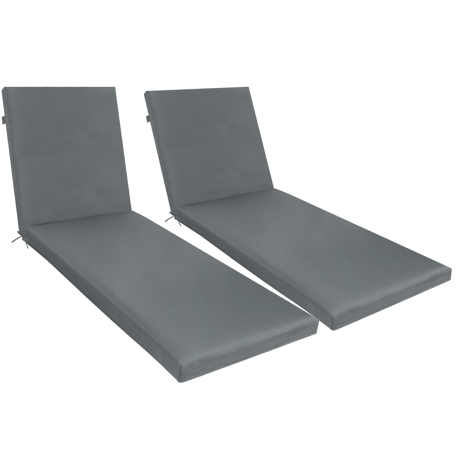 Set of 2 Outdoor Chaise Lounge Cushions - UV Resistant Patio Furniture Seat & Back Replacement Pads with Ties