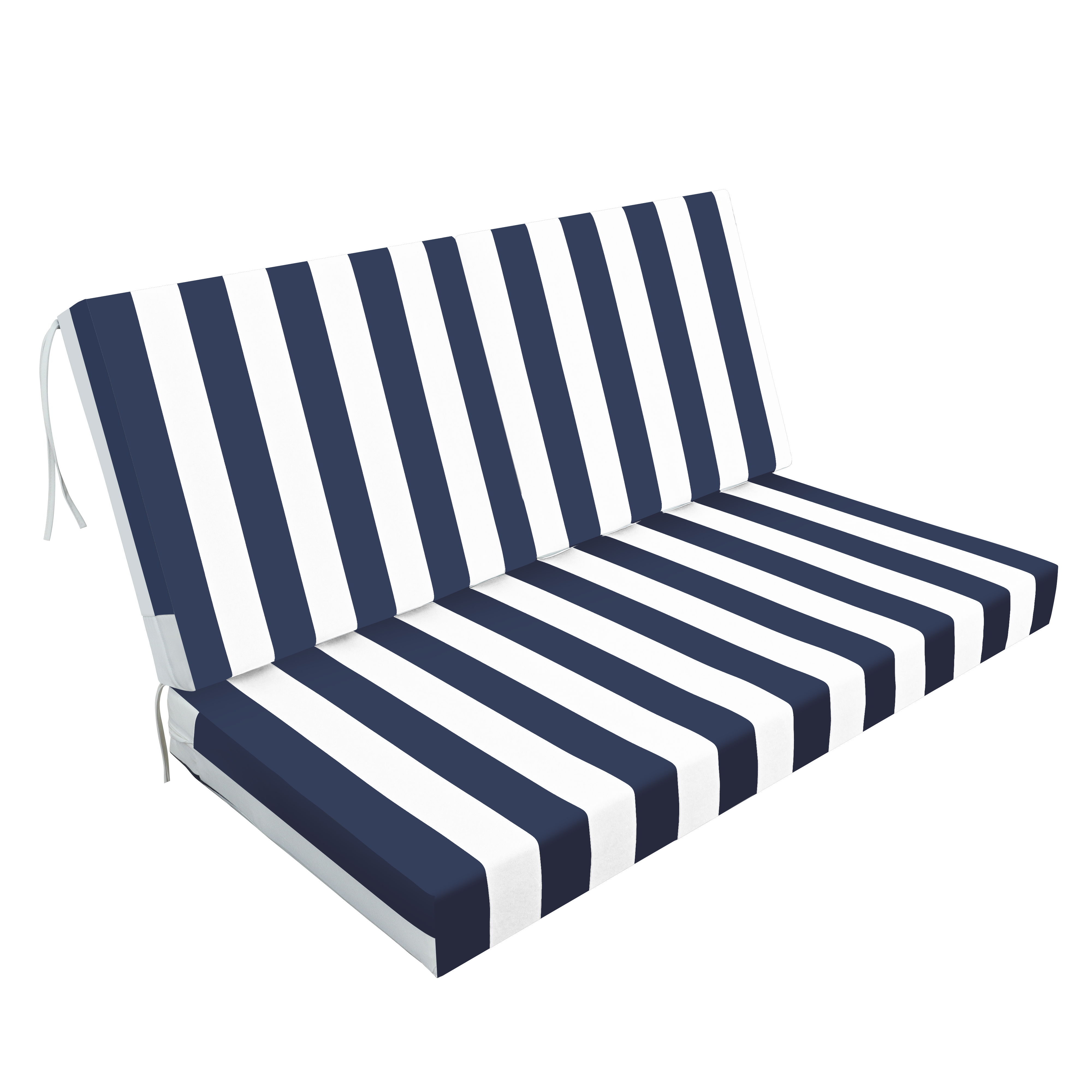 Navy & White Striped Outdoor Deep Seat Cushions - Waterproof Patio Furniture Replacement Set with High Resilience Foam