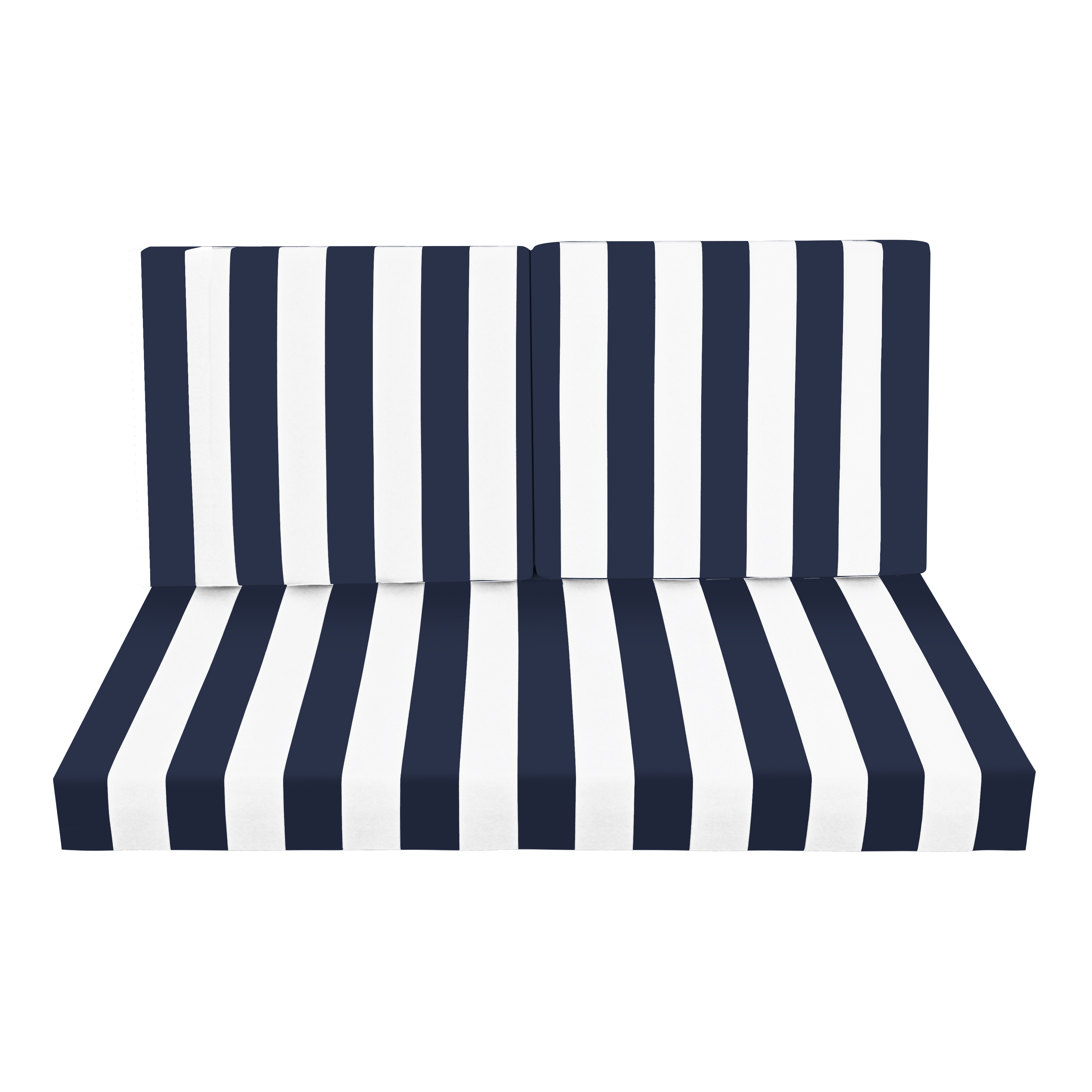 Navy & White Striped Outdoor Deep Seat Cushions - Waterproof Patio Furniture Replacement Set with High Resilience Foam
