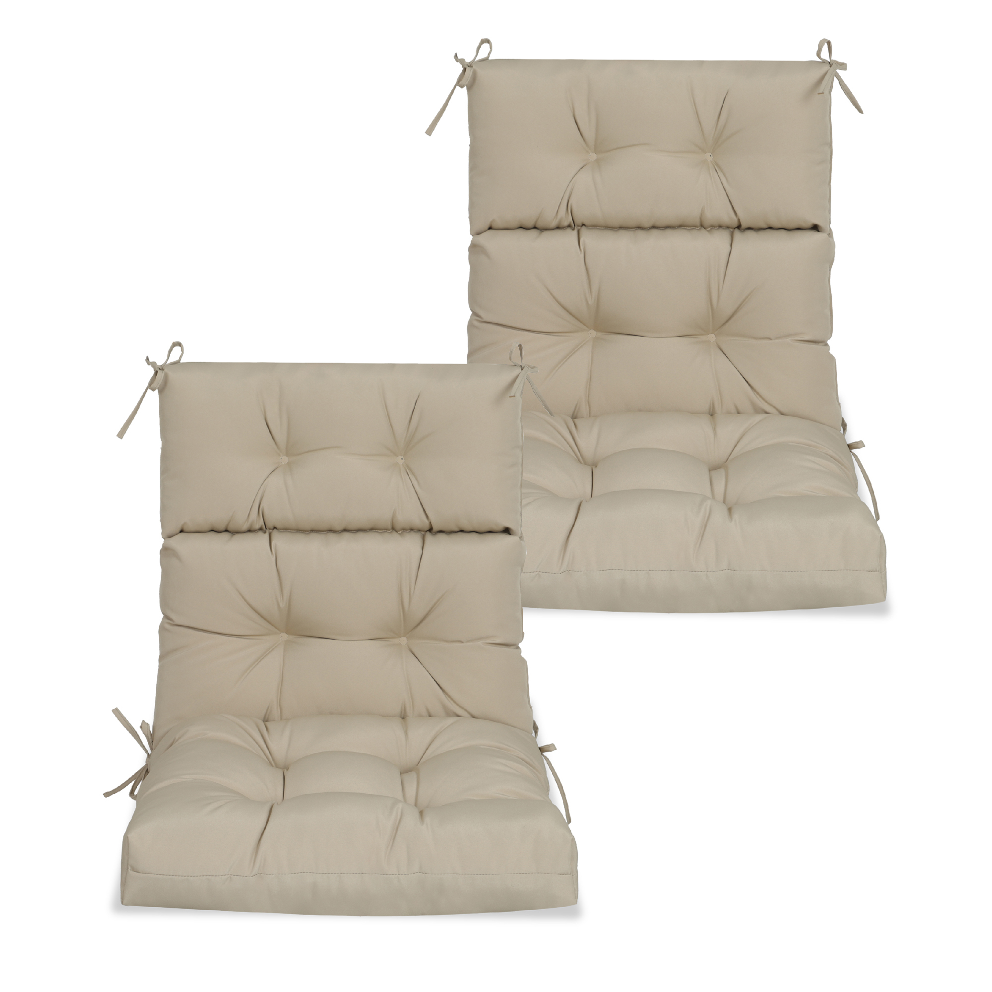 2-Pack High Back Patio Chair Cushions Set - Waterproof Outdoor Rocking & Adirondack Seat Pads with Ties