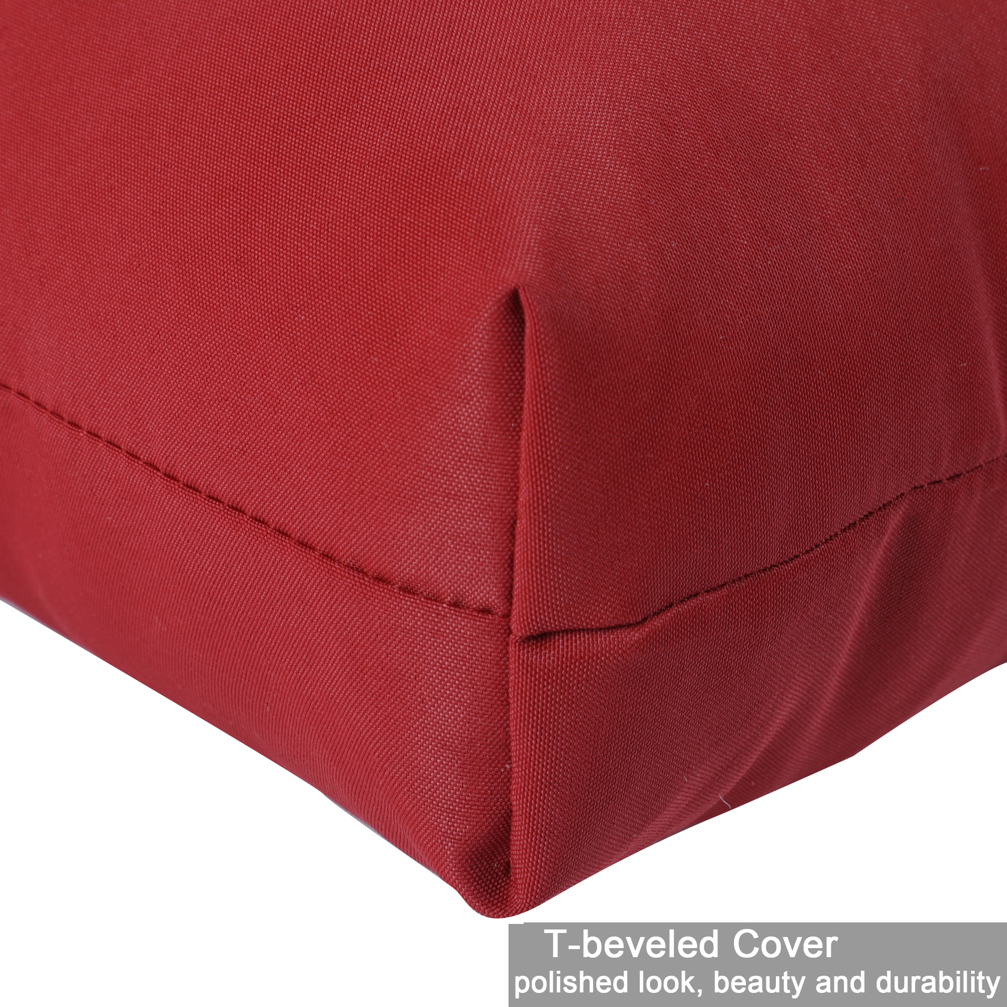 Set of 2 High Back Tufted Patio Chair Cushions - Waterproof Outdoor Rocking & Adirondack Seat Pads with Ties, Red