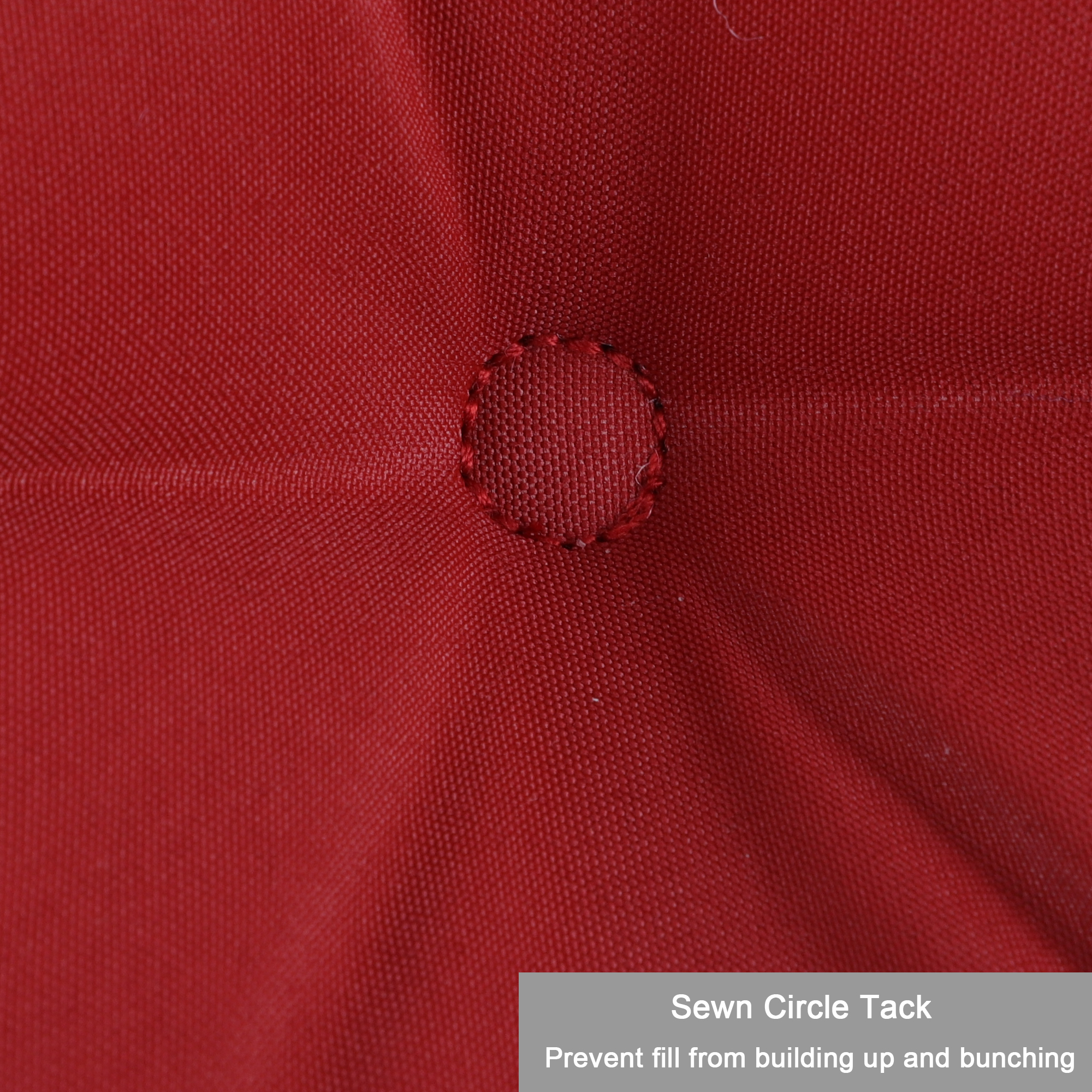 Set of 2 High Back Tufted Patio Chair Cushions - Waterproof Outdoor Rocking & Adirondack Seat Pads with Ties, Red