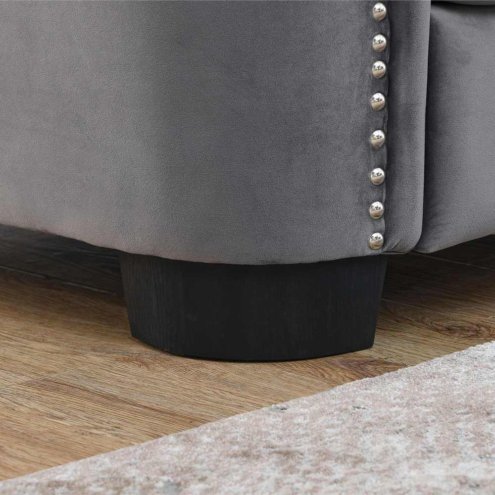 77-Inch Modern Chesterfield Velvet Sofa, Tufted 3-Seater Couch with Nailhead Trim & Rolled Arms for Living Room