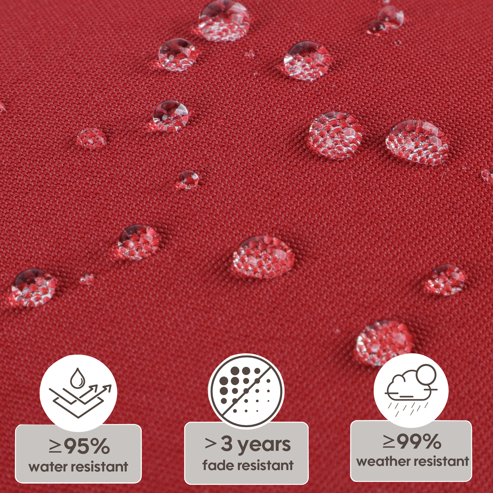 Set of 2 High Back Tufted Patio Chair Cushions - Waterproof Outdoor Rocking & Adirondack Seat Pads with Ties, Red