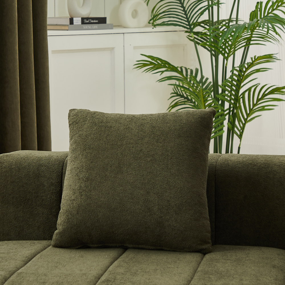 Chenille Curved Sectional Sofa - Semi-Circular Modular Couch with Piano Key Design, Green 6-Seater for Living Room