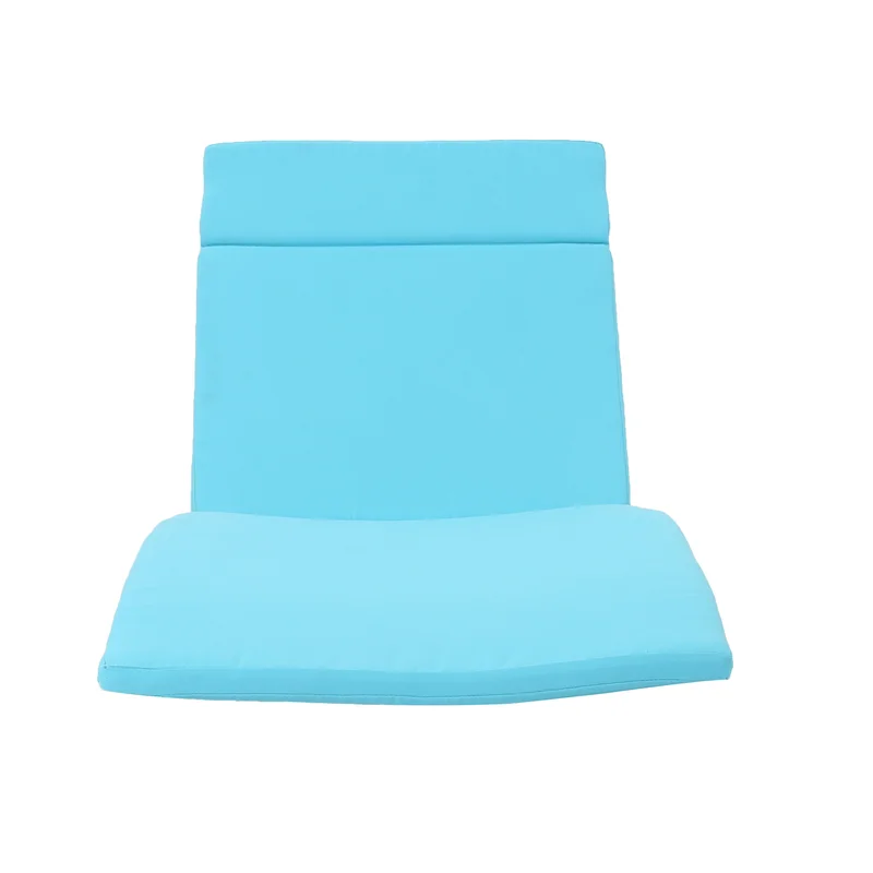 Salem Outdoor Chaise Lounge Cushion - Water-Resistant Blue Patio Lounger Pad with Ties