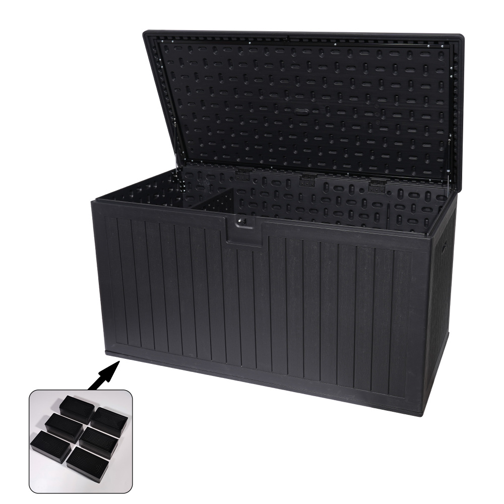 260 Gallon Resin Outdoor Deck Box Waterproof, Extra Large Patio Storage Box with Lockable Storage Containers for Patio Furniture Cushions, Pool Accessories, Garden Tools