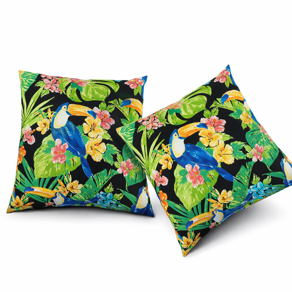 Set of 2 Rich Forest Green Outdoor Throw Pillows - Waterproof & UV Resistant Patio Cushions for Garden, Porch, Poolside Furniture (18x18 Inch)