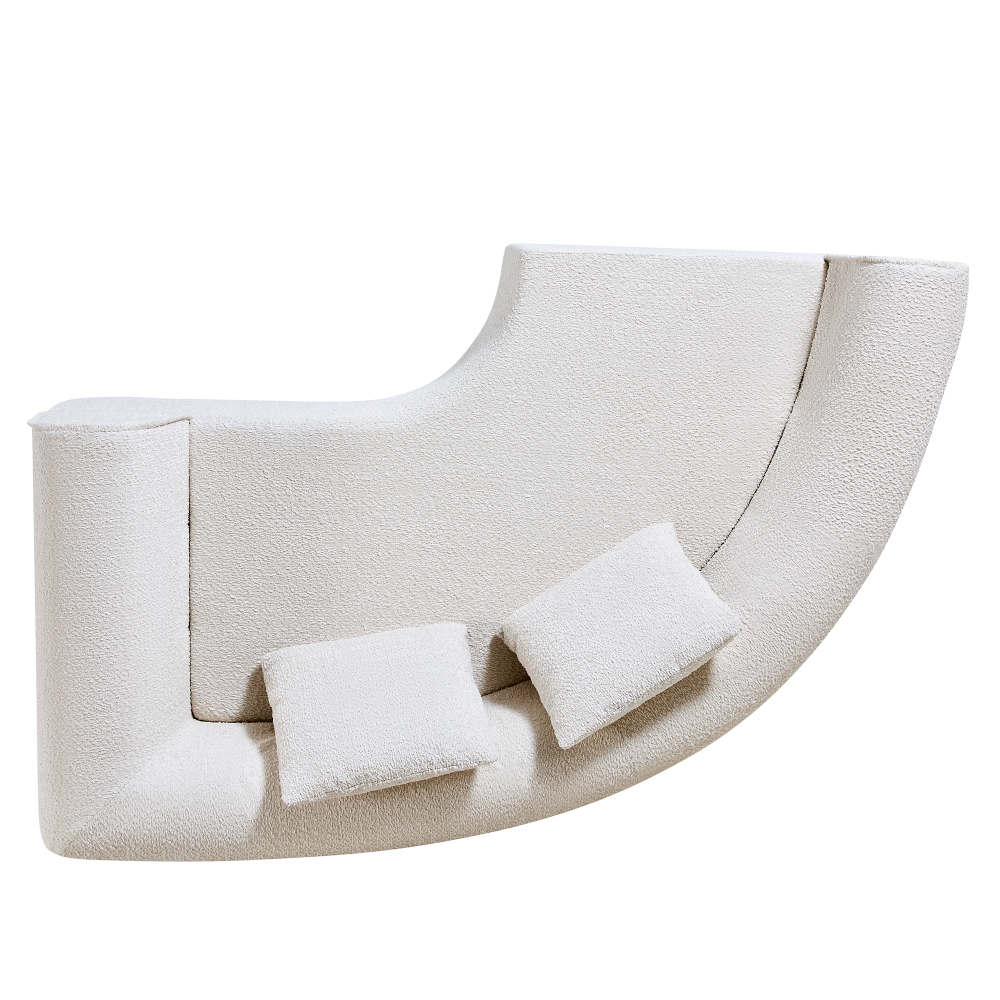 Modern Curved Modular Sectional Sofa with High-Density Foam, Cream Bouclé Upholstery L-Shaped Couch for Living Room