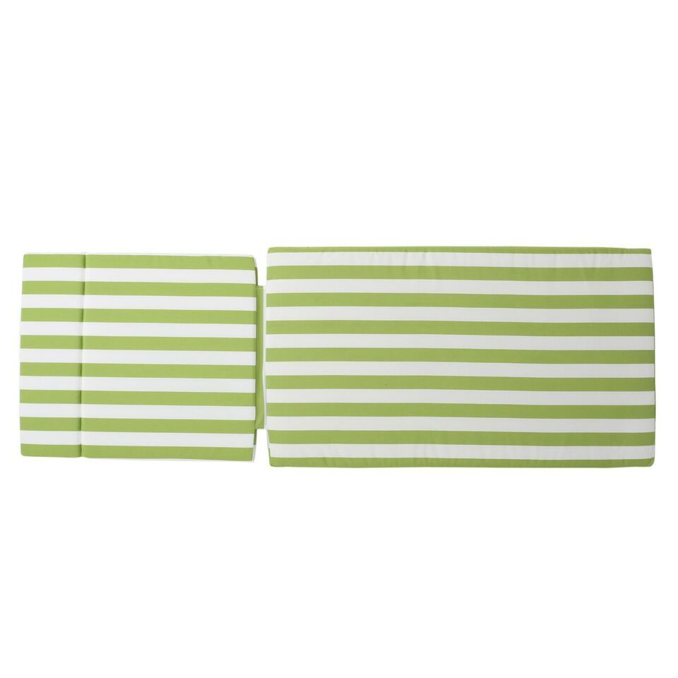 Salem Outdoor Chaise Lounge Cushion - Water-Resistant Green & White Striped Patio Lounger Pad with Ties