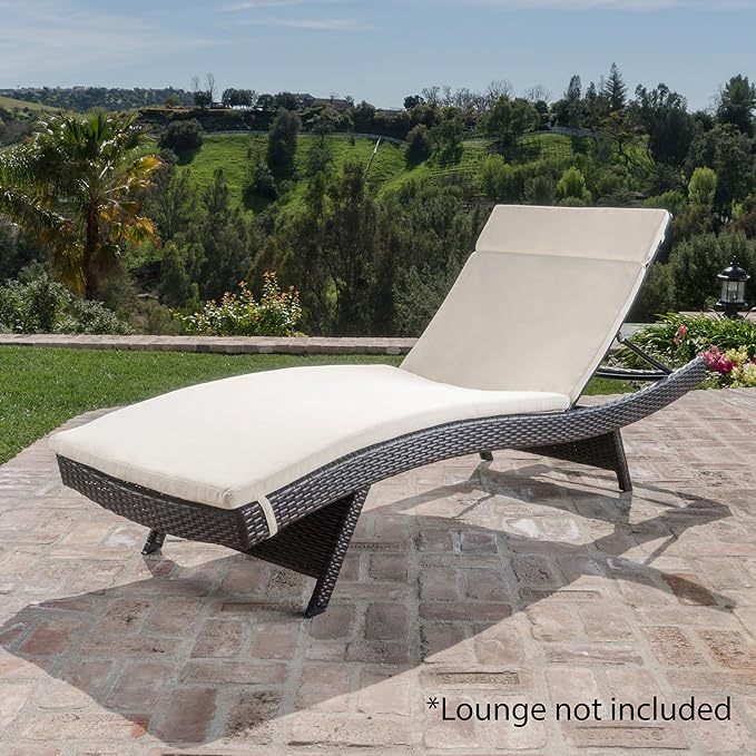 52005.00CUSH Salem Outdoor Chaise Lounge Cushion - Water-Resistant Patio Replacement Pad with Ties, Beige