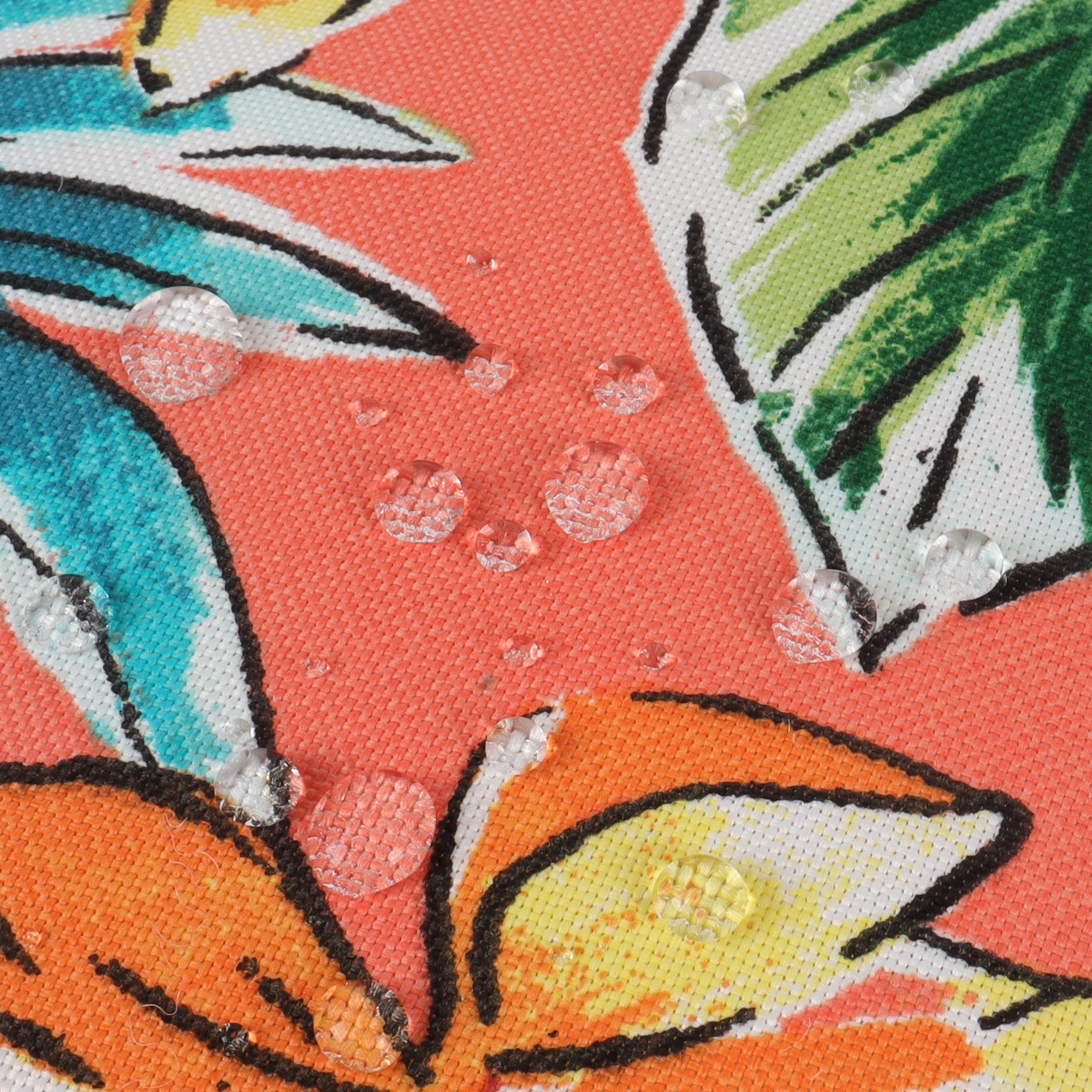 Set of 2 Waterproof Outdoor Throw Pillows - Bright Coral Pink Tropical Floral Patio Cushions, UV Resistant & Fade Proof Decor for Garden, Poolside Furniture (18x18 Inch)