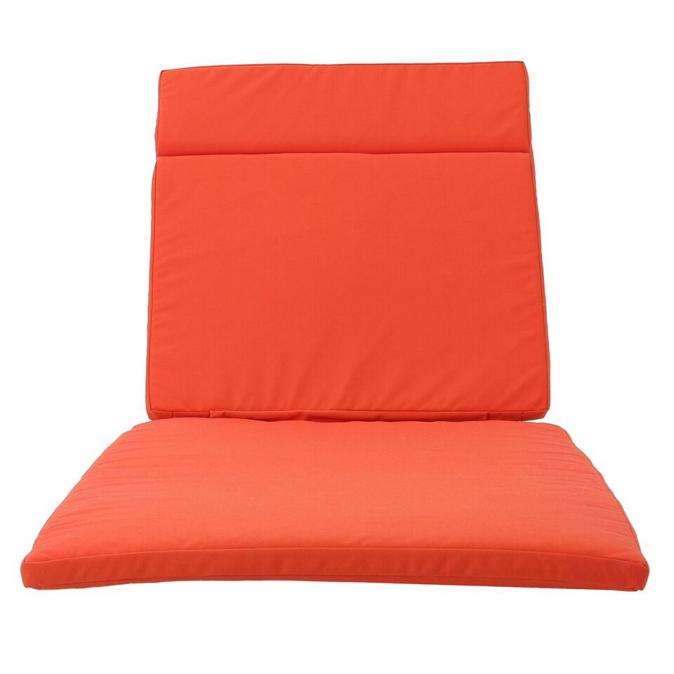 Salem Outdoor Chaise Lounge Cushion - Vibrant Orange Water-Resistant Patio Replacement Pad with Ties