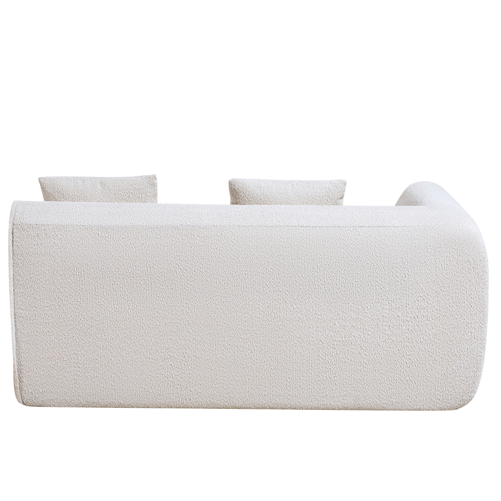 Modern Curved Modular Sectional Sofa with High-Density Foam, Cream Bouclé Upholstery L-Shaped Couch for Living Room