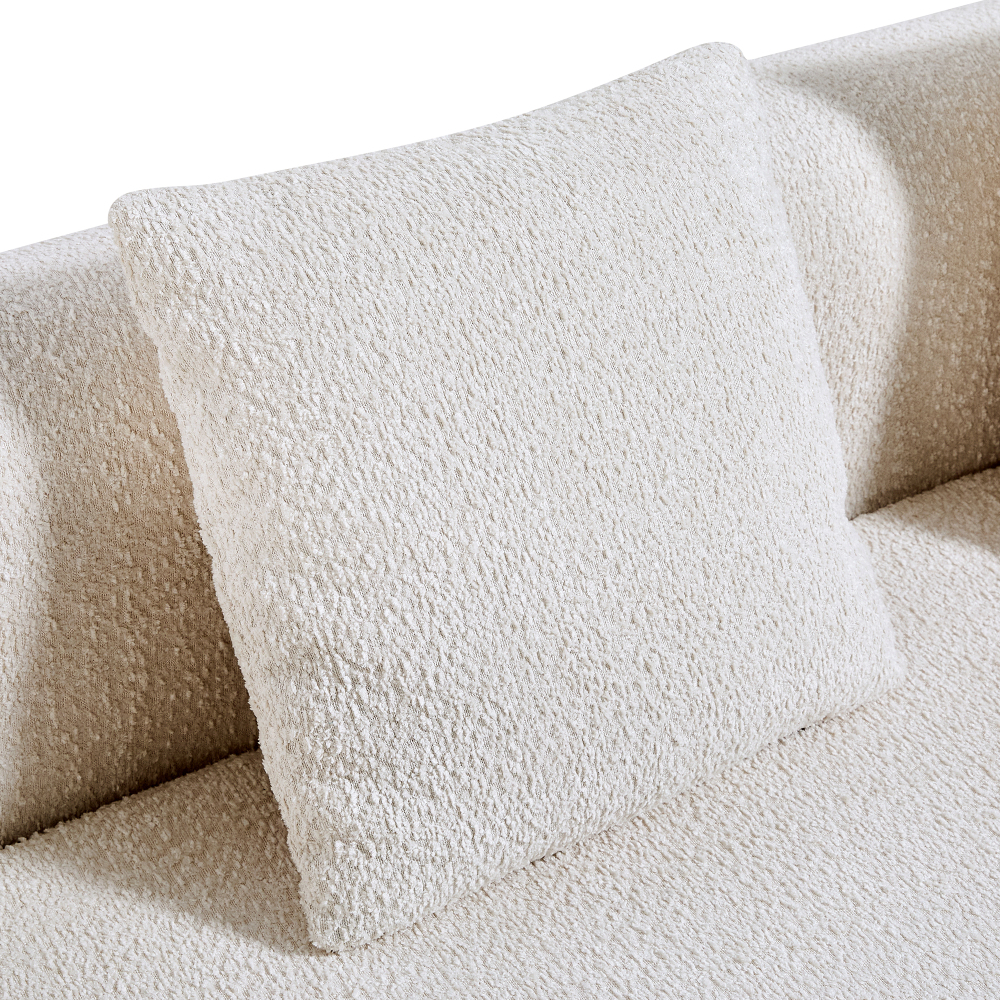 Modern Curved Modular Sectional Sofa with High-Density Foam, Cream Bouclé Upholstery L-Shaped Couch for Living Room