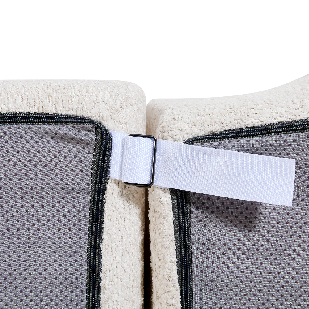 Modern Curved Modular Sectional Sofa with High-Density Foam, Cream Bouclé Upholstery L-Shaped Couch for Living Room