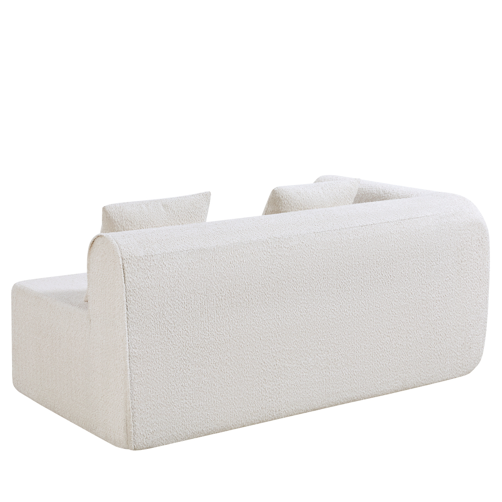 Modern Curved Modular Sectional Sofa with High-Density Foam, Cream Bouclé Upholstery L-Shaped Couch for Living Room