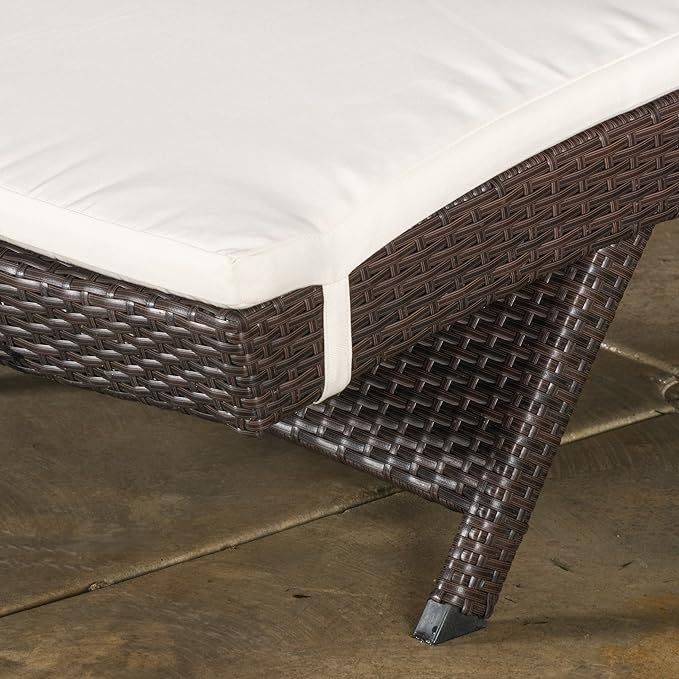 52005.00CUSH Salem Outdoor Chaise Lounge Cushion - Water-Resistant Patio Replacement Pad with Ties, Beige