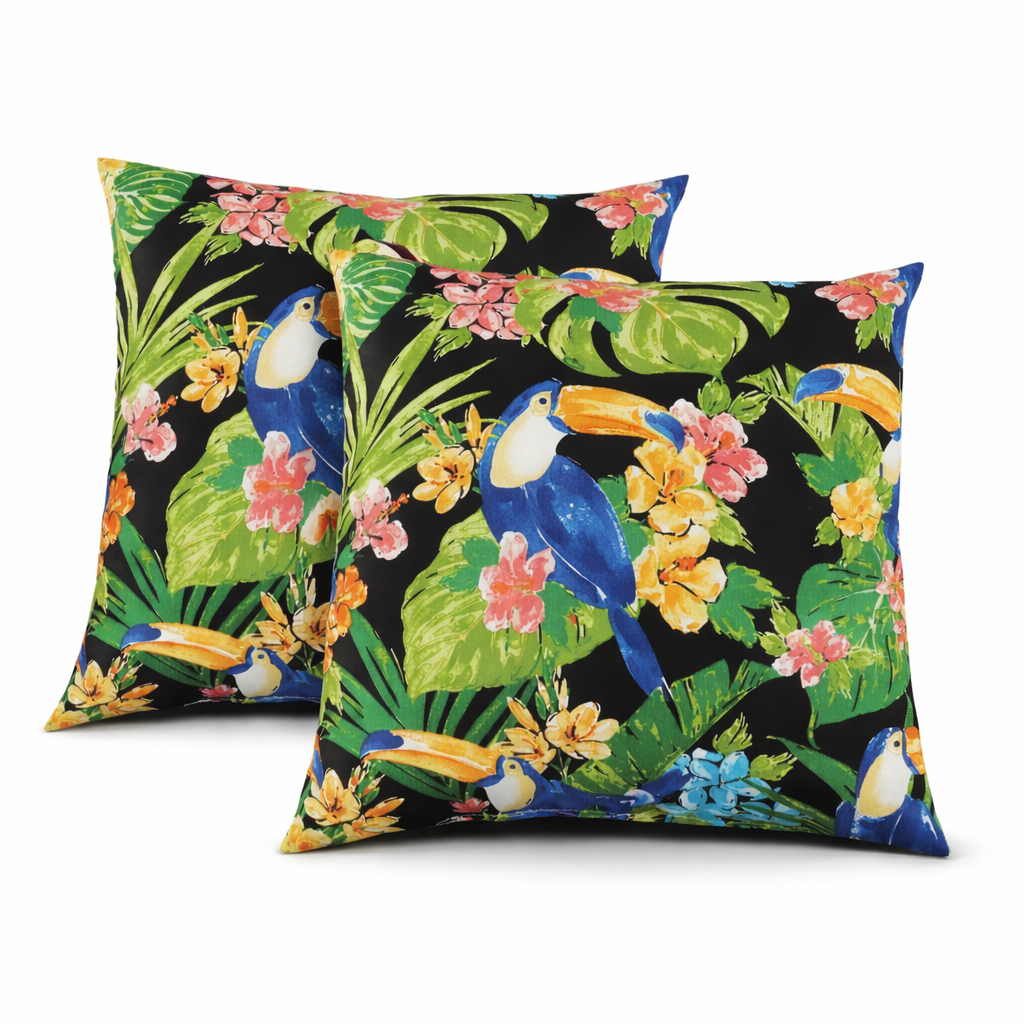 Set of 2 Rich Forest Green Outdoor Throw Pillows - Waterproof & UV Resistant Patio Cushions for Garden, Porch, Poolside Furniture (18x18 Inch)