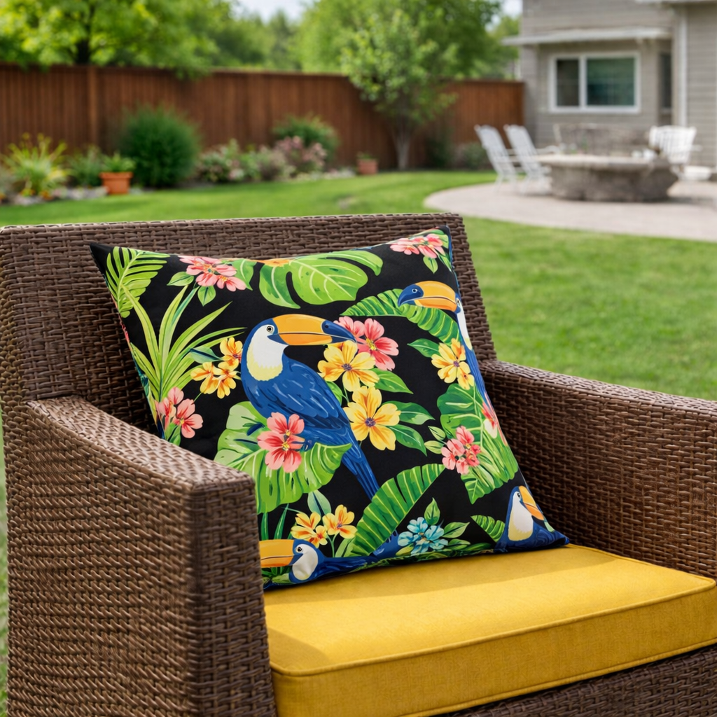 Set of 2 Rich Forest Green Outdoor Throw Pillows - Waterproof & UV Resistant Patio Cushions for Garden, Porch, Poolside Furniture (18x18 Inch)