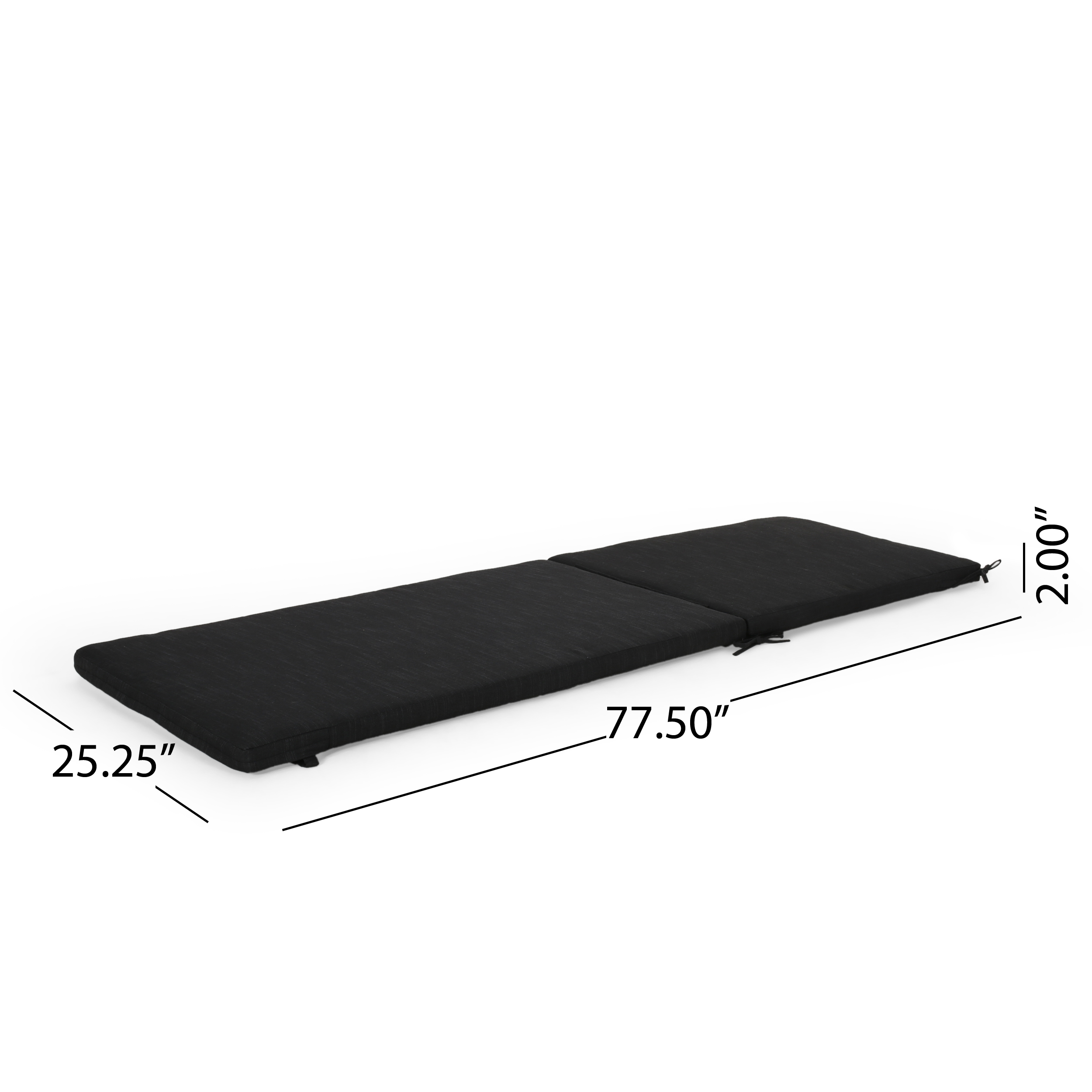 Outdoor Chaise Lounge Cushion - Dark Gray Water-Resistant Patio Lounger Pad with Ties