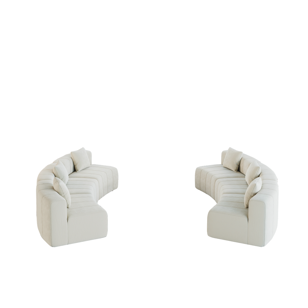 Chenille Curved Sectional Sofa - Modular Semi-Circular Couch with Piano Key Design & 6 Pillows
