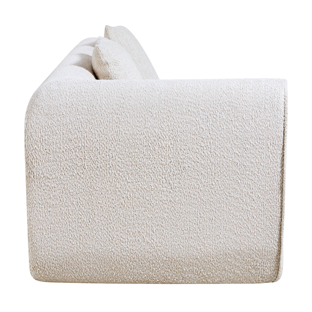 Modern Curved Modular Sectional Sofa with High-Density Foam, Cream Bouclé Upholstery L-Shaped Couch for Living Room