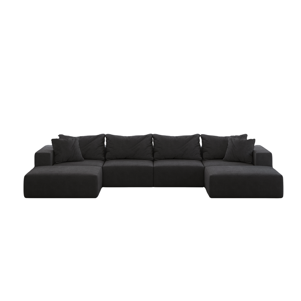 Oversized Modular Chenille Sectional Sofa - 162" L-Shaped Cloud Couch with 6 Pillows, No Assembly Required