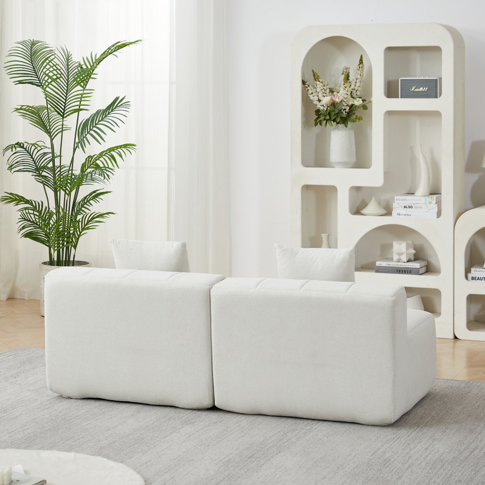 Chenille Curved Sectional Sofa - Modular Semi-Circular Couch with Piano Key Design & 6 Pillows