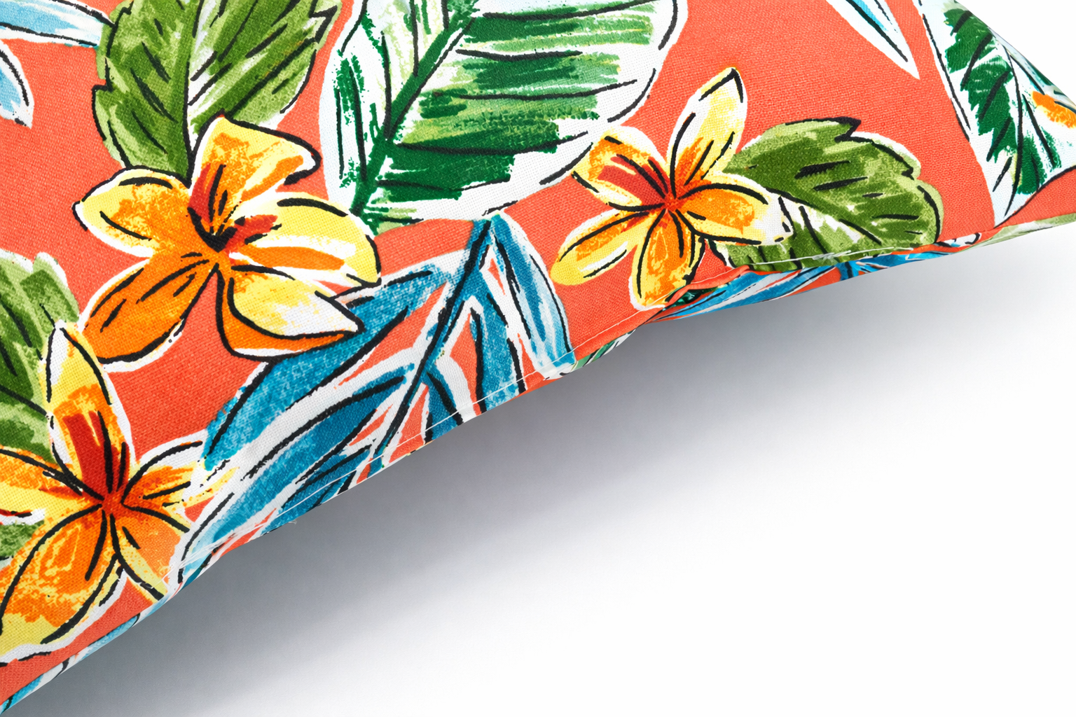 Set of 2 Waterproof Outdoor Throw Pillows - Bright Coral Pink Tropical Floral Patio Cushions, UV Resistant & Fade Proof Decor for Garden, Poolside Furniture (18x18 Inch)