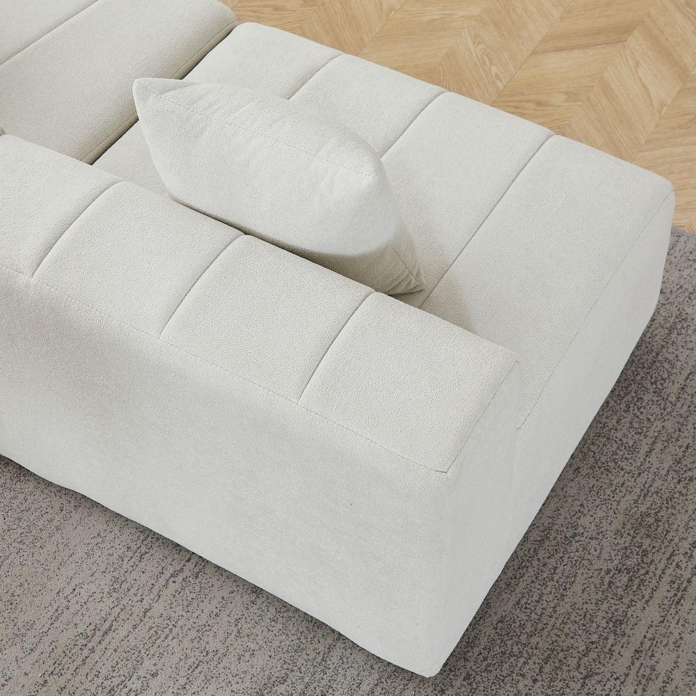 Chenille Curved Sectional Sofa - Modular Semi-Circular Couch with Piano Key Design & 6 Pillows