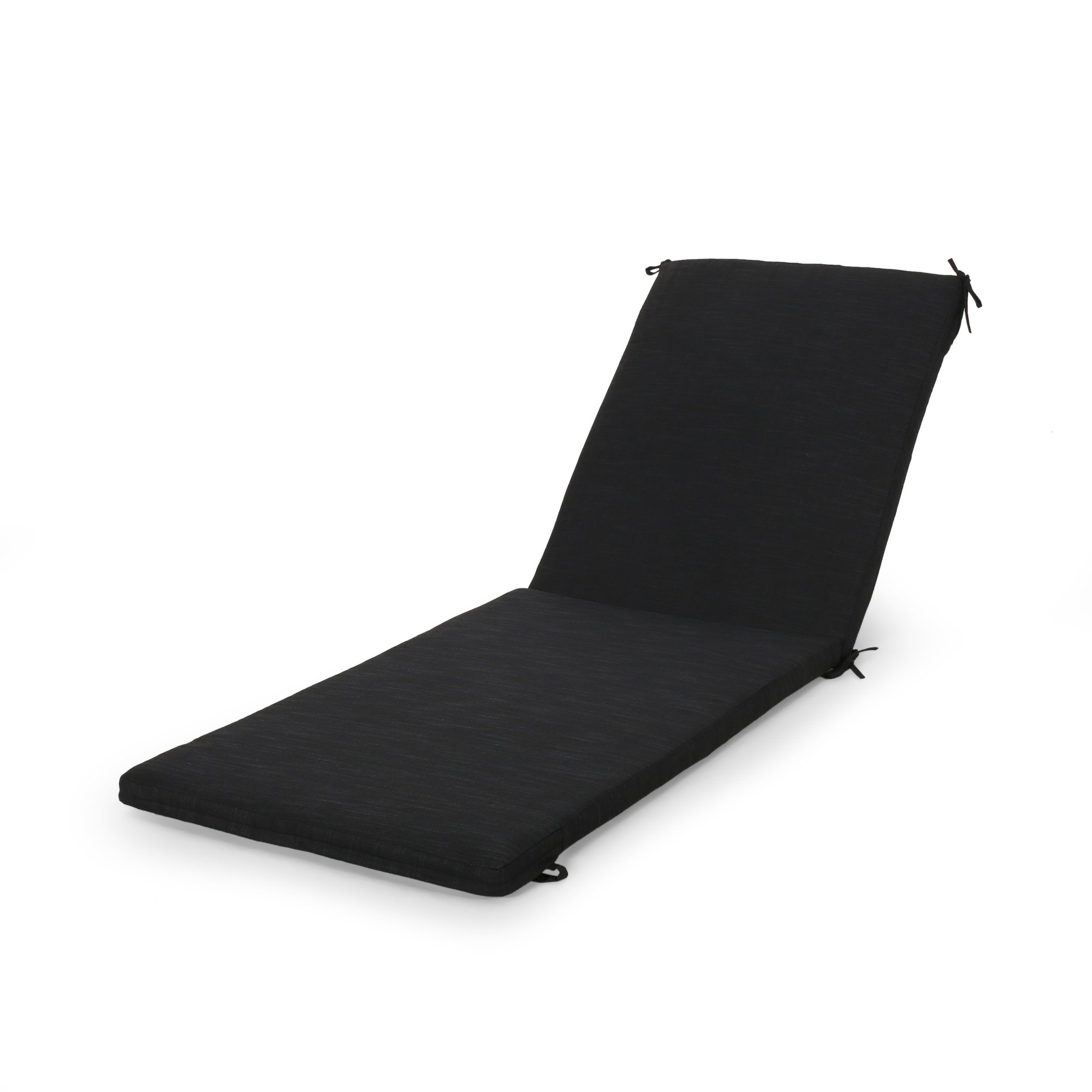Outdoor Chaise Lounge Cushion - Dark Gray Water-Resistant Patio Lounger Pad with Ties