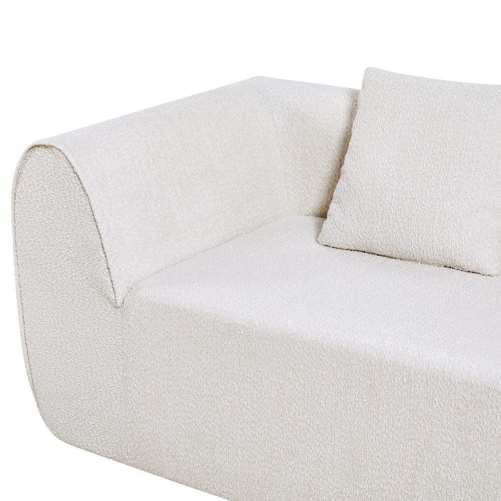 Modern Curved Modular Sectional Sofa with High-Density Foam, Cream Bouclé Upholstery L-Shaped Couch for Living Room